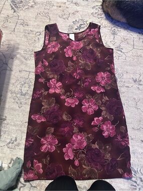 Floral Shift Dress in Berry and Pink